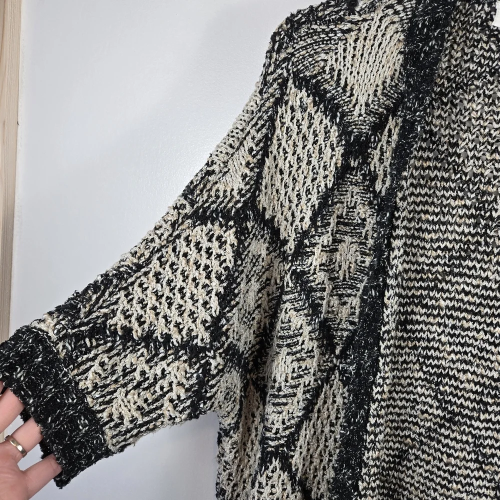 Bluetique Southwestern Abstract Chunky Knit Open Front Cardigan Sweater Size XL